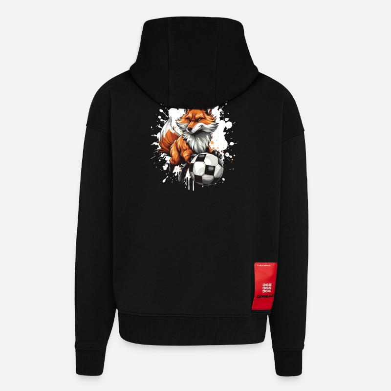 Équipe de football de Fox - Veste à capuche bio épaisse oversize fabriqué en UE - SOLID BLACK