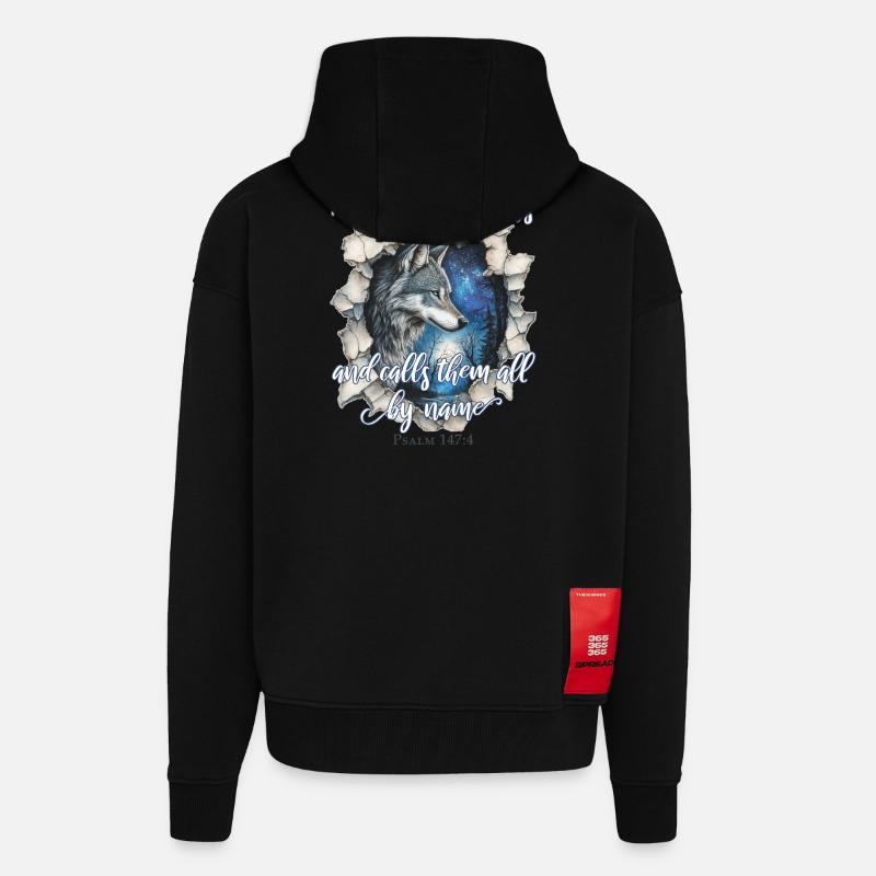 Citation chrétienne de Wolf - Veste à capuche bio épaisse oversize fabriqué en UE - SOLID BLACK