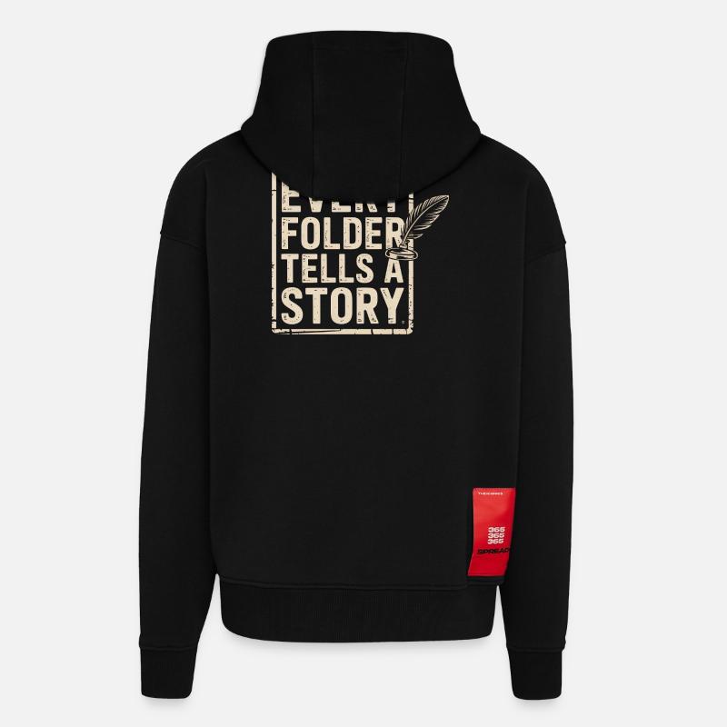 Chaque dossier raconte une histoire - Veste à capuche bio épaisse oversize fabriqué en UE - SOLID BLACK