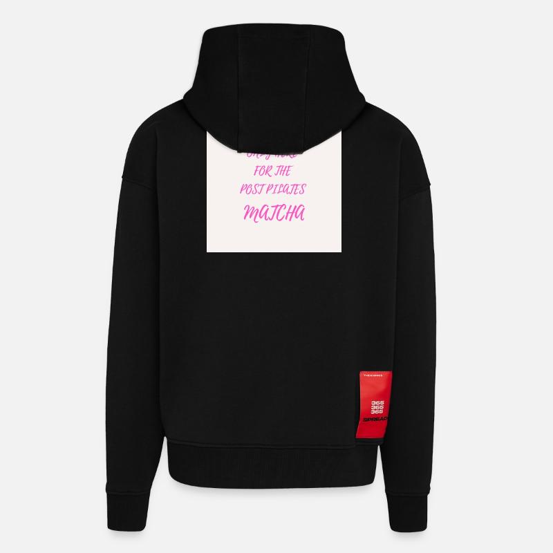 Only Here For The Matcha - Veste à capuche bio épaisse oversize fabriqué en UE - SOLID BLACK