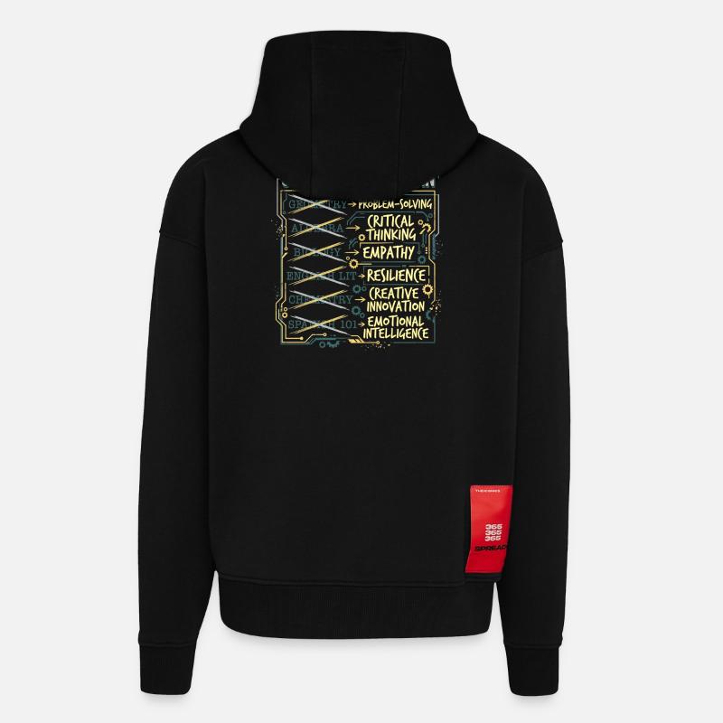 École à domicile - Veste à capuche bio épaisse oversize fabriqué en UE - SOLID BLACK