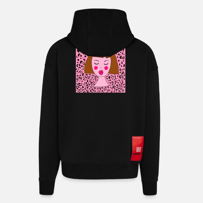 FILLE LÉOPARD - Veste à capuche bio épaisse oversize fabriqué en UE - SOLID BLACK