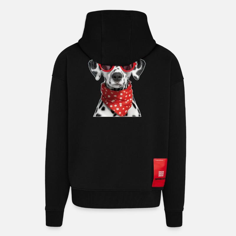 Dalmatiner Hund mit Brille - Zip Hoodie - made by SPREAD - SOLID BLACK