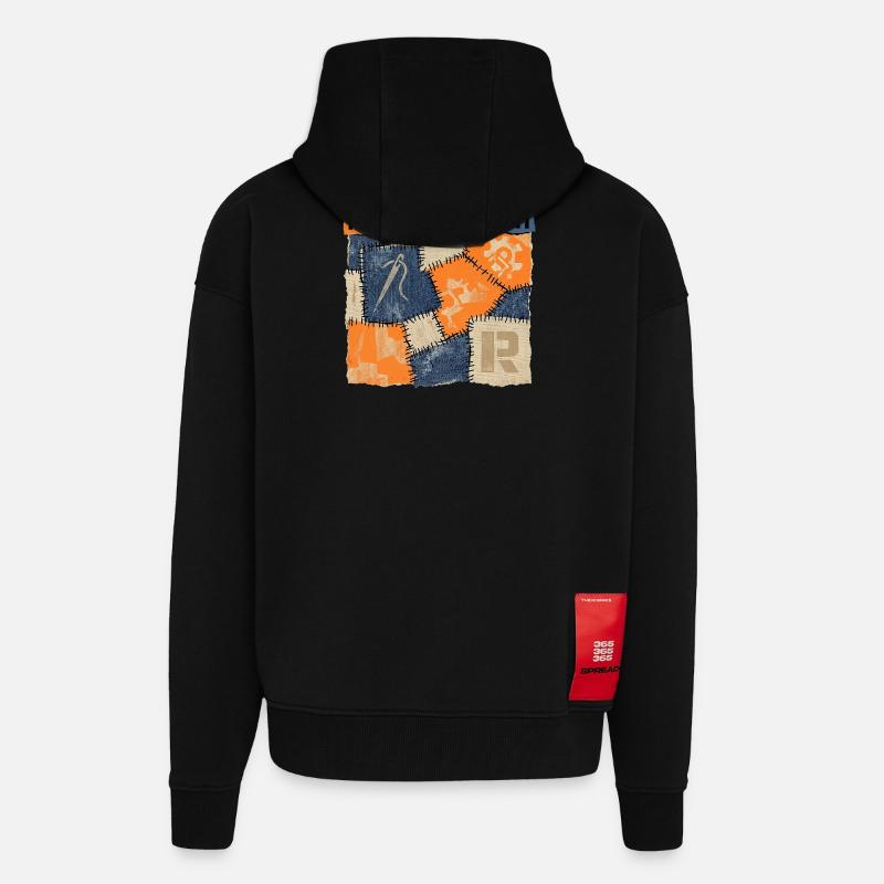 Patchwork Recycling - Zip Hoodie - made by SPREAD - SOLID BLACK