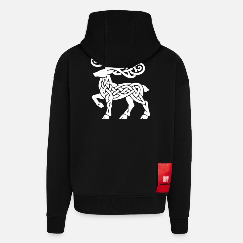 Celtic Knotwork Deer - Zip Hoodie - made by SPREAD - SOLID BLACK