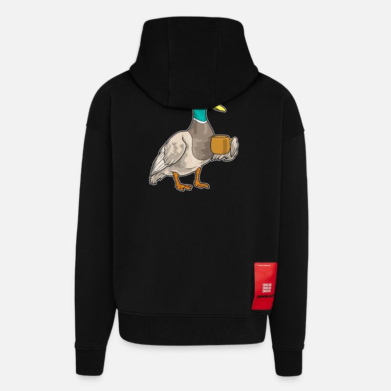Tasse de Café Canard - Veste à capuche bio épaisse oversize fabriqué en UE - SOLID BLACK