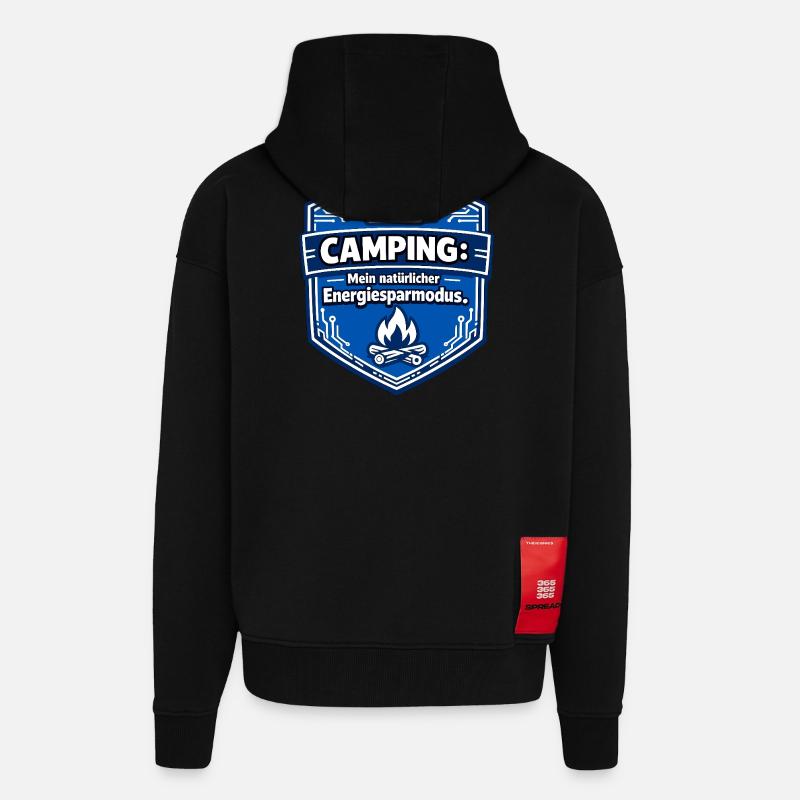 Camping energy saving mode - Zip Hoodie - made by SPREAD - SOLID BLACK
