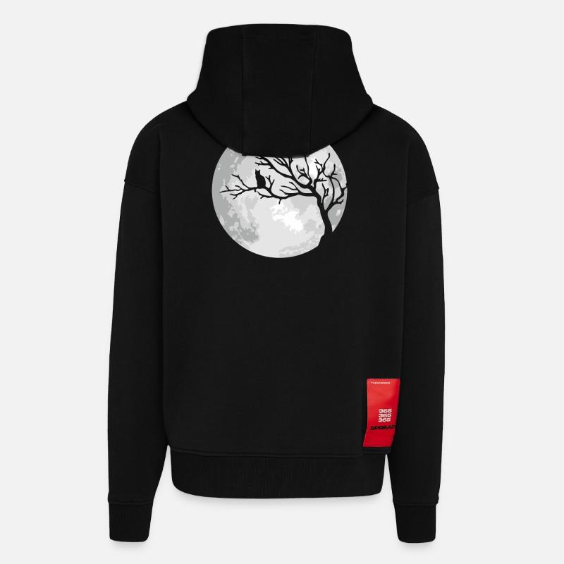 Lune de Chat Lune d’Halloween - Veste à capuche bio épaisse oversize fabriqué en UE - SOLID BLACK