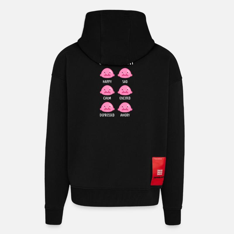 Blobfish Emotionsgitter-Tee-Kunst - Zip Hoodie - made by SPREAD - SOLID BLACK