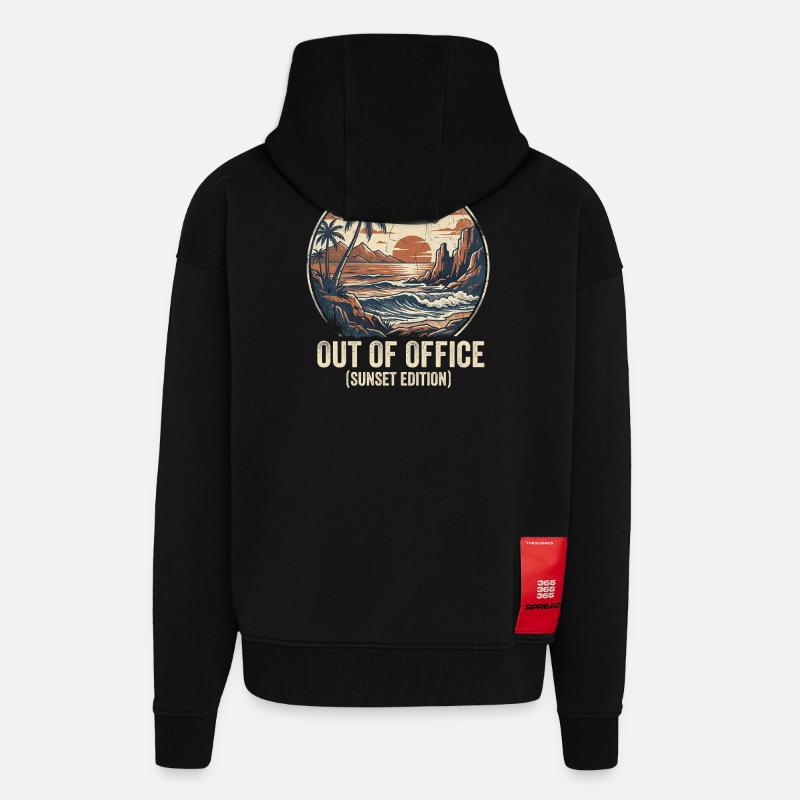 Absent du bureau - Veste à capuche bio épaisse oversize fabriqué en UE - SOLID BLACK