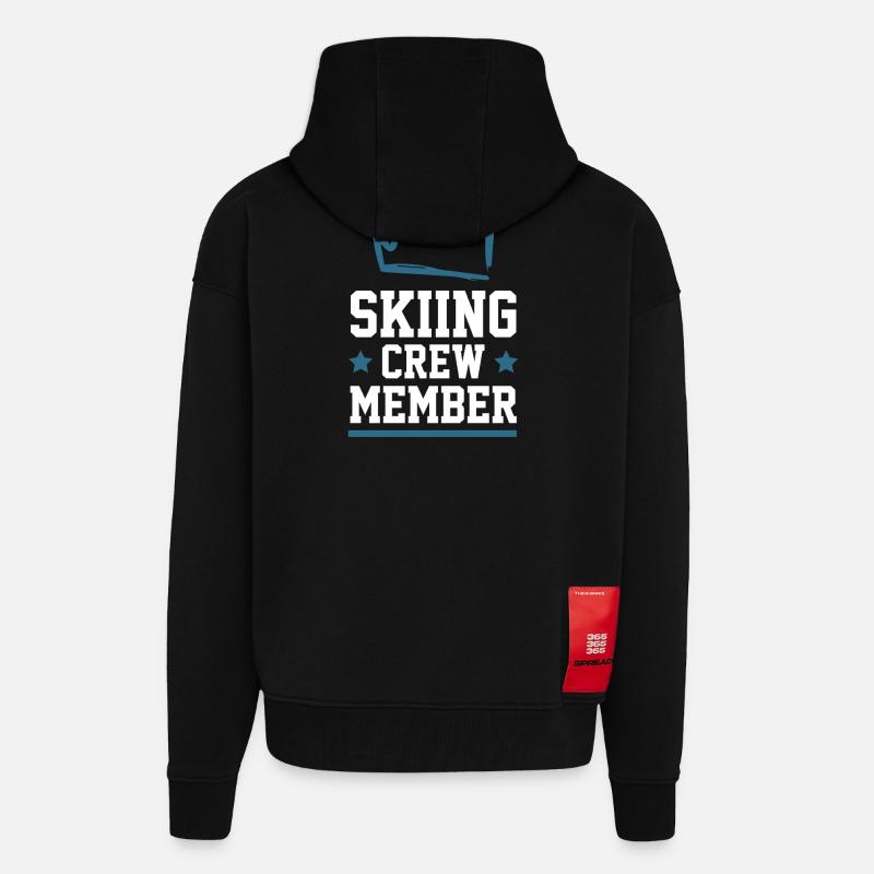 Équipe de ski - Veste à capuche bio épaisse oversize fabriqué en UE - SOLID BLACK