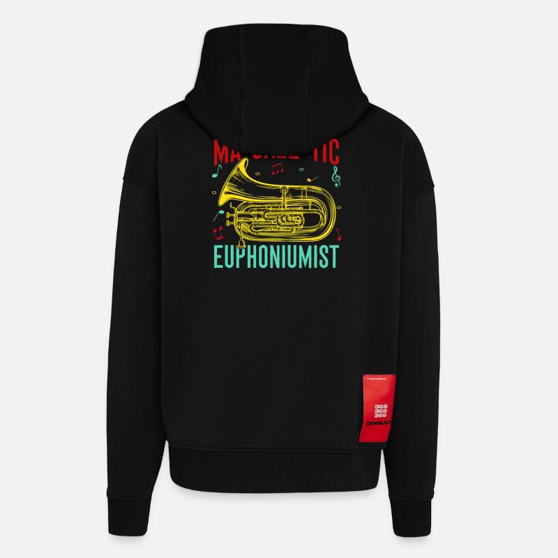 Euphonium Ma-Jazz-Tic Euphoniumiste Baryton - Veste à capuche bio épaisse oversize fabriqué en UE - SOLID BLACK