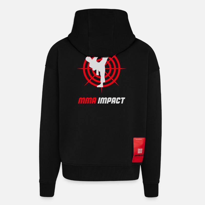 Emblème d’impact de combat MMA - Veste à capuche bio épaisse oversize fabriqué en UE - SOLID BLACK