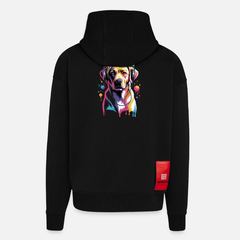 Labrador Kopfhörer - Zip Hoodie - made by SPREAD - SOLID BLACK
