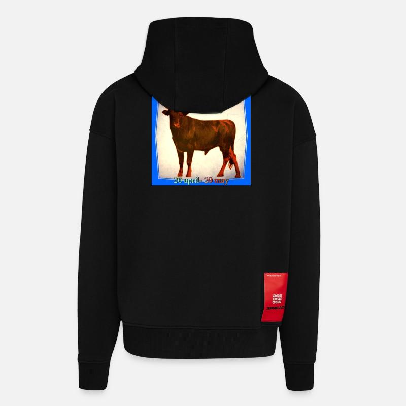 taureau - Veste à capuche bio épaisse oversize fabriqué en UE - SOLID BLACK