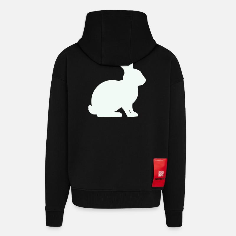 Bunny Silhouette Minimal - Veste à capuche bio épaisse oversize fabriqué en UE - SOLID BLACK