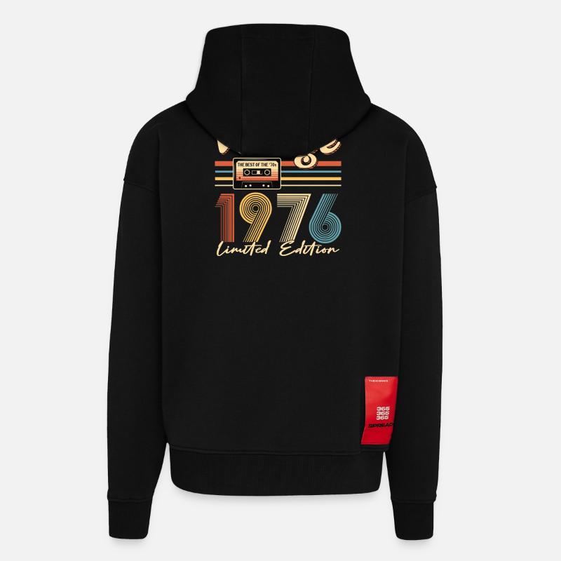 Anniversaire 50 Ans - Veste à capuche bio épaisse oversize fabriqué en UE - SOLID BLACK
