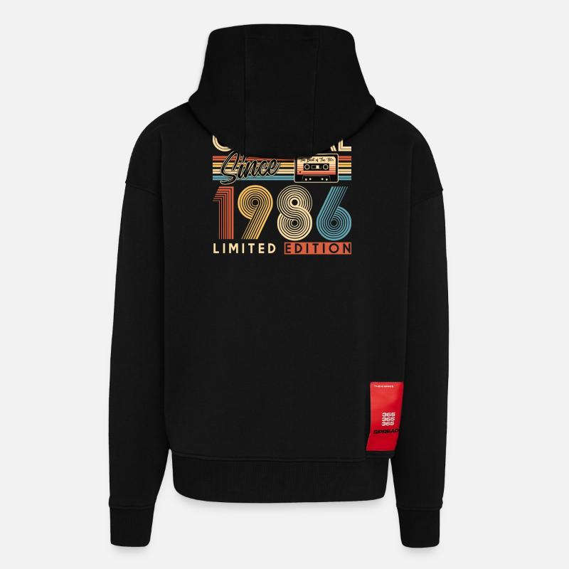 40e anniversaire, 40 ans - Veste à capuche bio épaisse oversize fabriqué en UE - SOLID BLACK