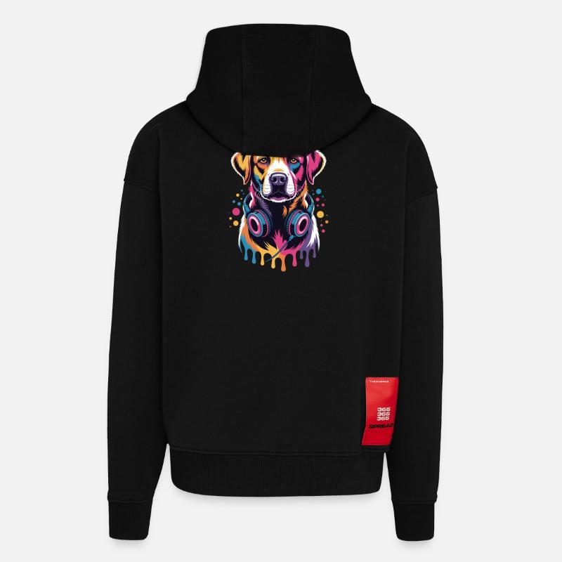 Labrador mit Kopfhörern - Zip Hoodie - made by SPREAD - SOLID BLACK