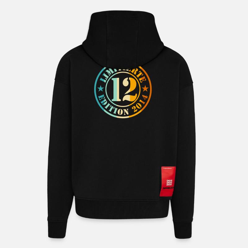 12e anniversaire - Veste à capuche bio épaisse oversize fabriqué en UE - SOLID BLACK