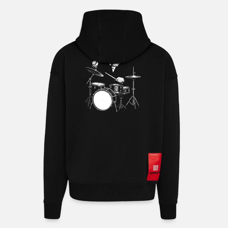 Schopenhauer Batteur Burst Silhouette - Veste à capuche bio épaisse oversize fabriqué en UE - SOLID BLACK