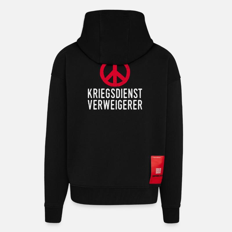 Kriegsdienst Verweigerer Peace Symbol - Zip Hoodie - made by SPREAD - SOLID BLACK