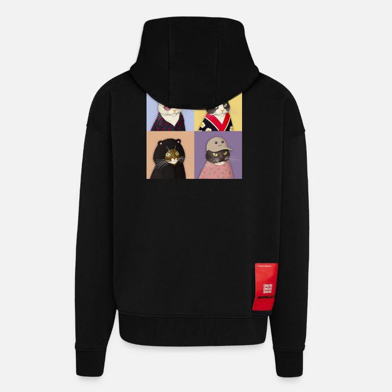 Quatuor Couture Cat - Veste à capuche bio épaisse oversize fabriqué en UE - SOLID BLACK