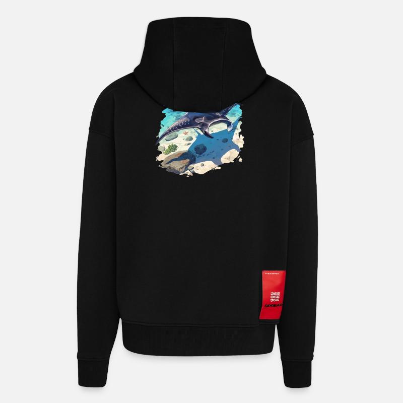 Rays Manta Rays - Zip Hoodie - made by SPREAD - SOLID BLACK