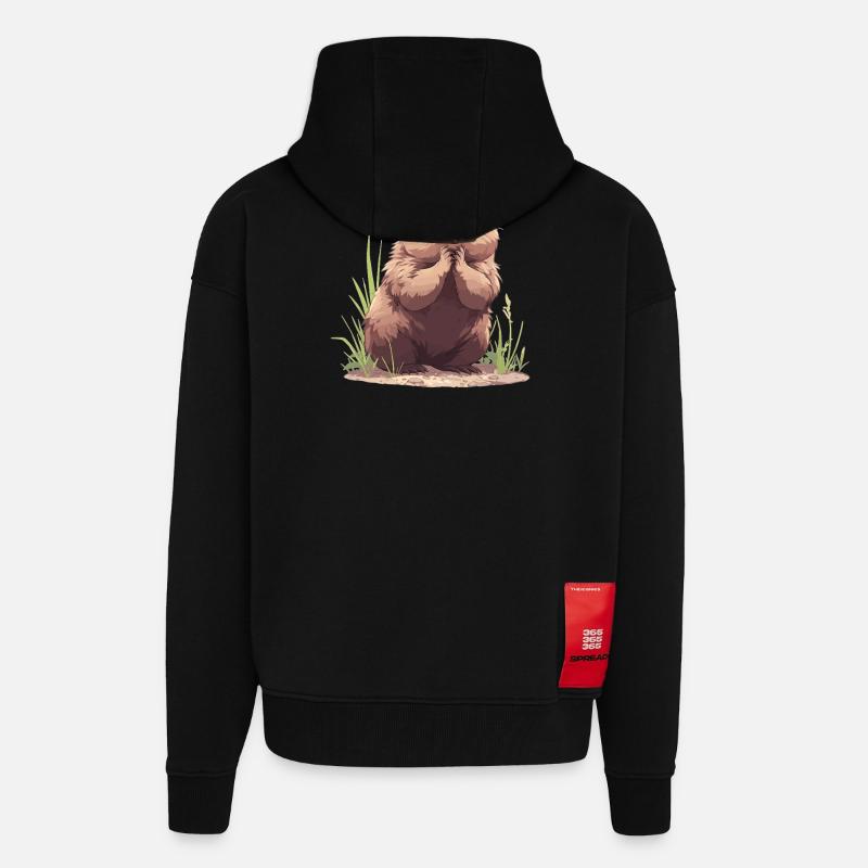 Marmots Groundhog - Zip Hoodie - made by SPREAD - SOLID BLACK