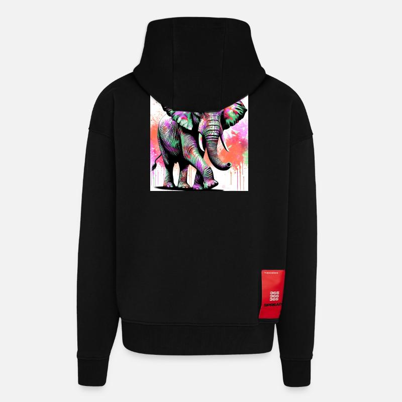 elephant - Zip Hoodie - made by SPREAD - SOLID BLACK
