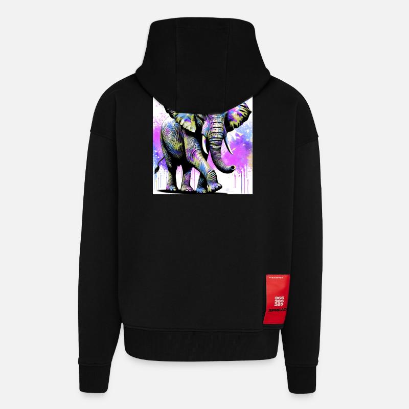 éléphant - Veste à capuche bio épaisse oversize fabriqué en UE - SOLID BLACK