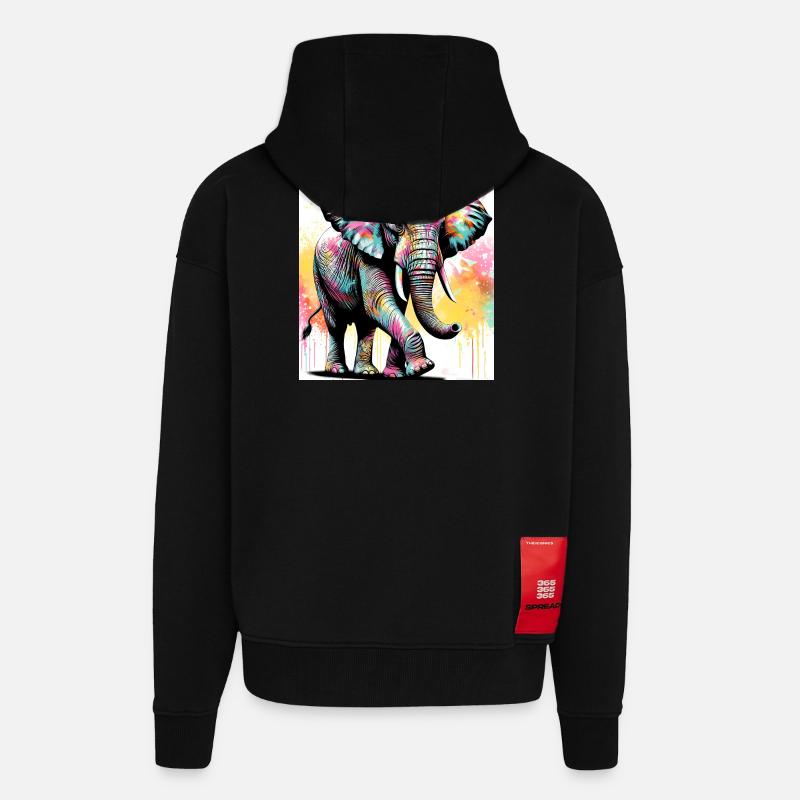 éléphant - Veste à capuche bio épaisse oversize fabriqué en UE - SOLID BLACK