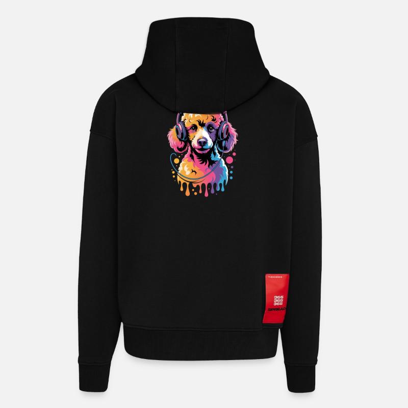 Pudel mit Kopfhörer - Zip Hoodie - made by SPREAD - SOLID BLACK