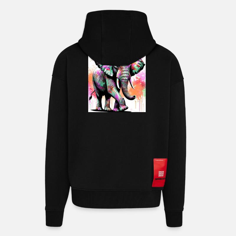 Elefant - Zip Hoodie - made by SPREAD - SOLID BLACK