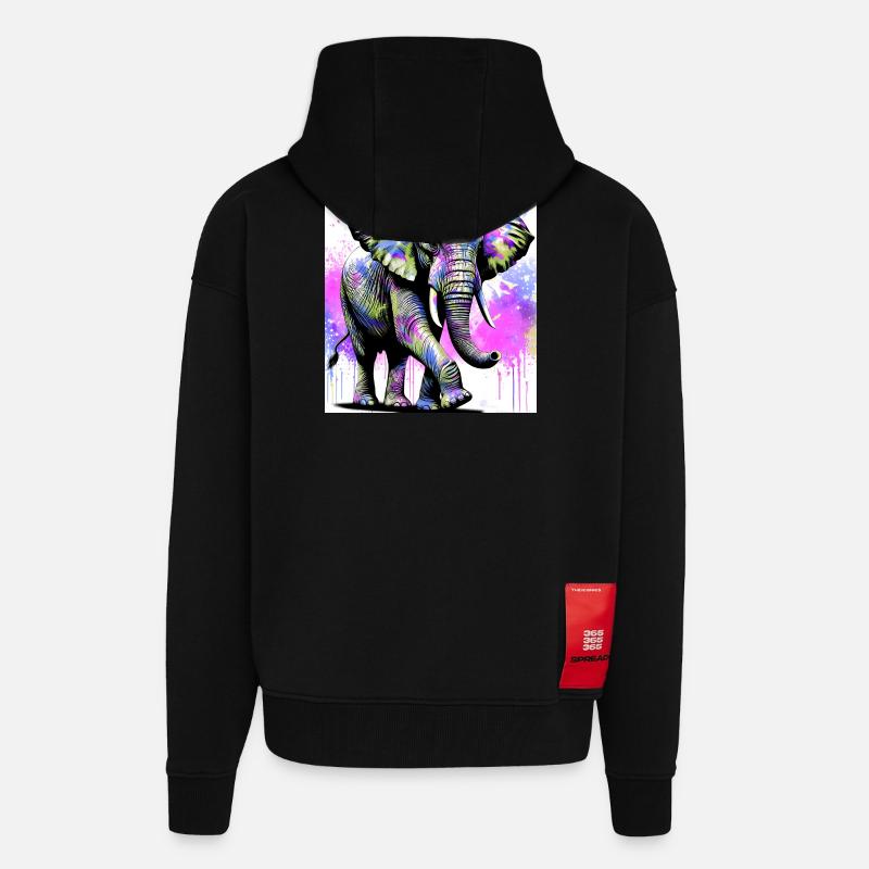 elephant - Zip Hoodie - made by SPREAD - SOLID BLACK