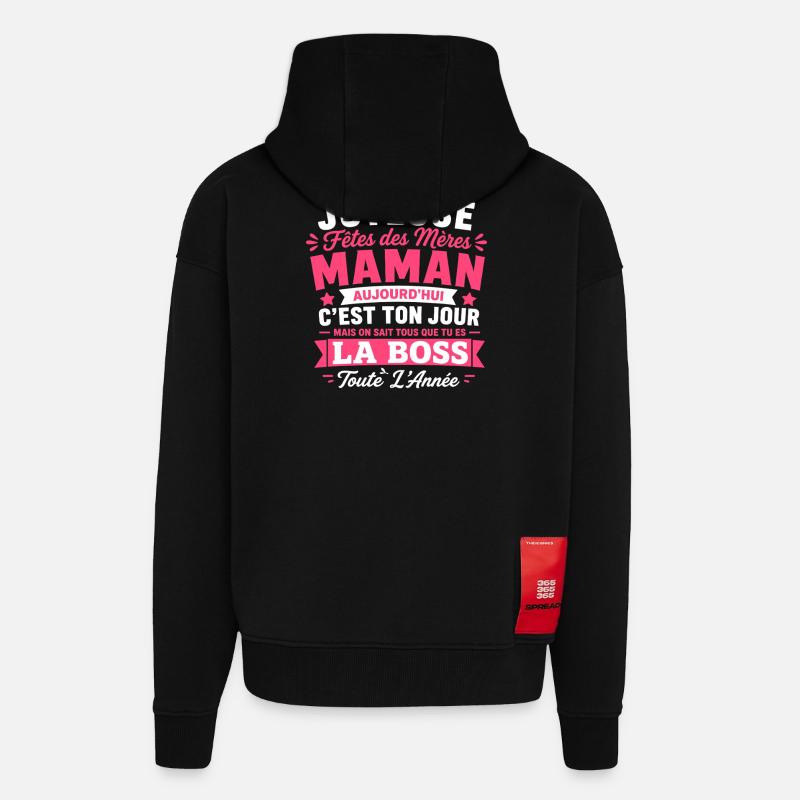 Maman chef - Veste à capuche bio épaisse oversize fabriqué en UE - SOLID BLACK