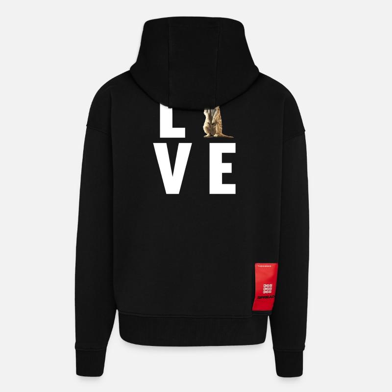 Suricate Erdmännchen - Veste à capuche bio épaisse oversize fabriqué en UE - SOLID BLACK