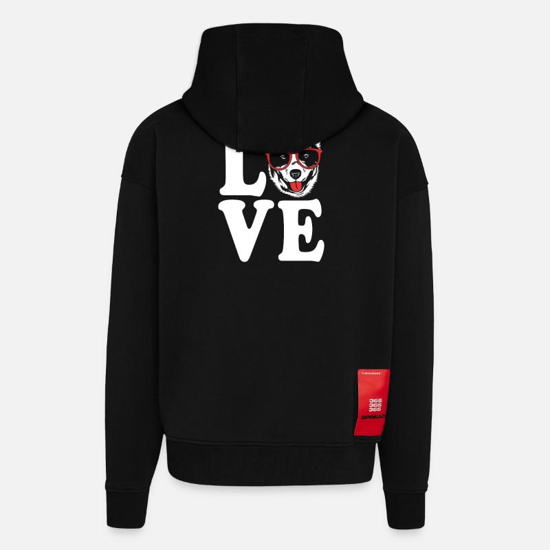 Bouvier australien chien - Veste à capuche bio épaisse oversize fabriqué en UE - SOLID BLACK