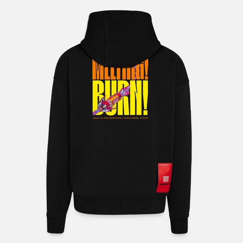 FOND ! Mur de Feu - Veste à capuche bio épaisse oversize fabriqué en UE - SOLID BLACK