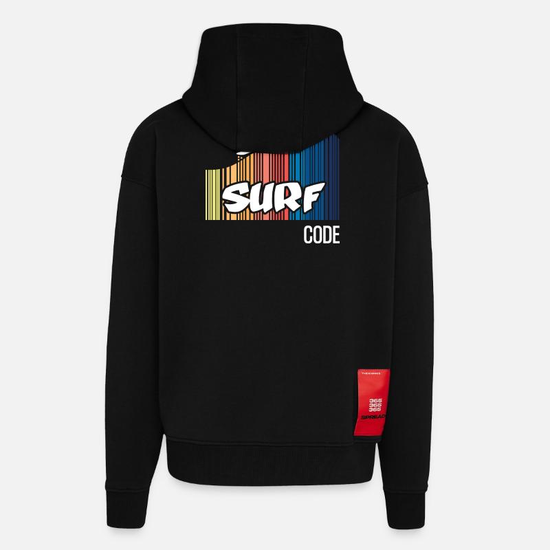 Code de surf (sombre) - Veste à capuche bio épaisse oversize fabriqué en UE - SOLID BLACK