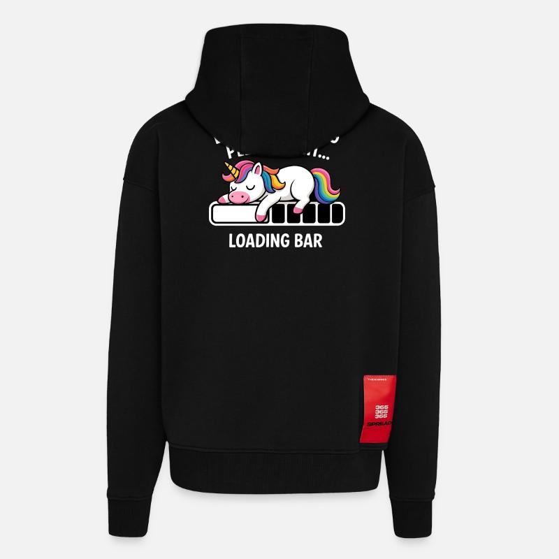 Einhorn Energie Loading Please Wait - Zip Hoodie - made by SPREAD - SOLID BLACK
