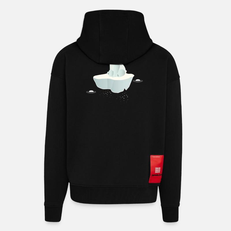 Träumender Eisbär auf einer Eisscholle - Zip Hoodie - made by SPREAD - SOLID BLACK