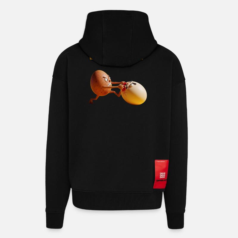 Schläger Ei – Lustiger Eierkampf - Zip Hoodie - made by SPREAD - SOLID BLACK