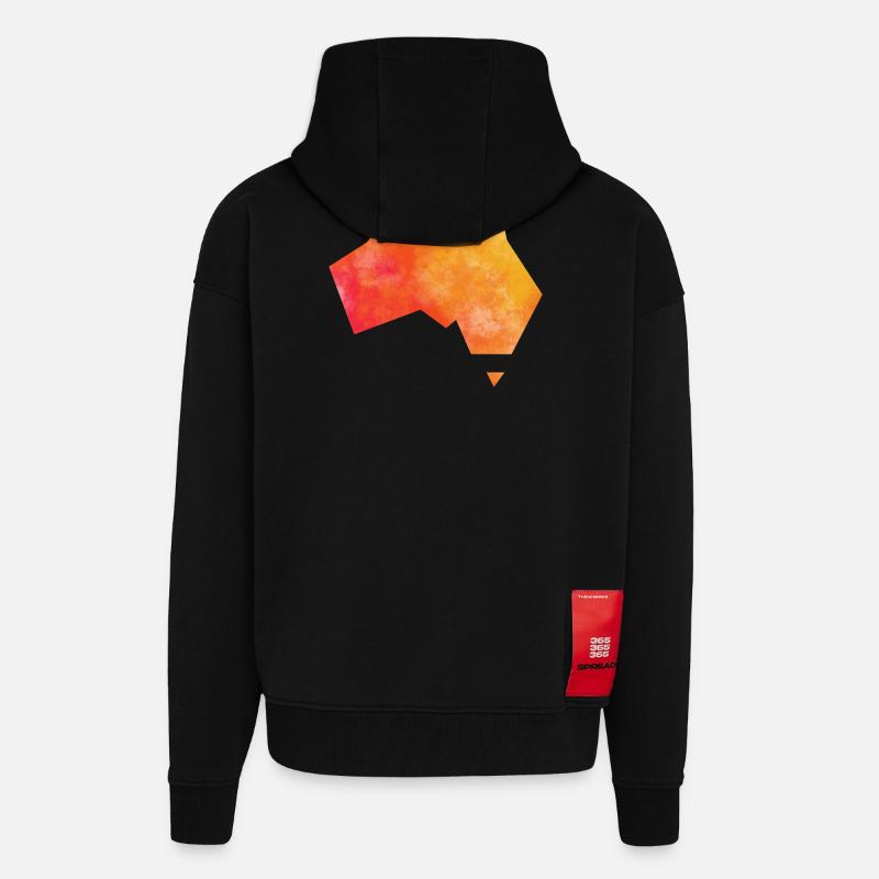 Map Australia - Veste à capuche bio épaisse oversize fabriqué en UE - SOLID BLACK