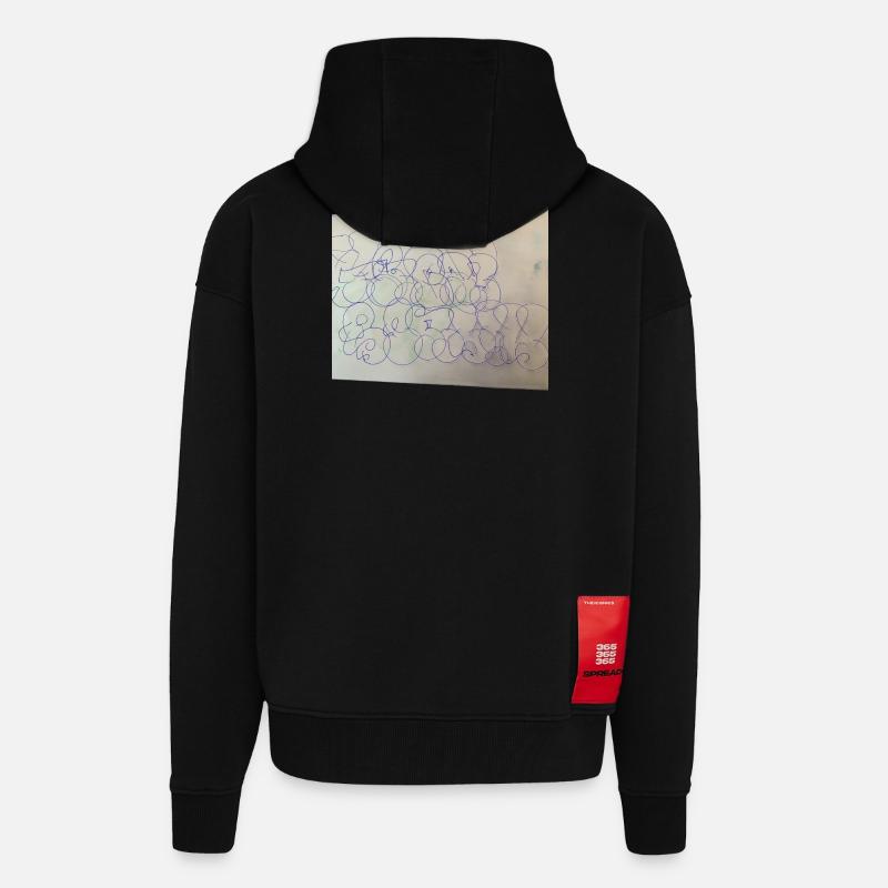 Souvenir de Berlin déformé - Veste à capuche bio épaisse oversize fabriqué en UE - SOLID BLACK
