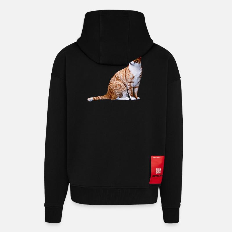 Chat chat chat Cat Cat - Veste à capuche bio épaisse oversize fabriqué en UE - SOLID BLACK