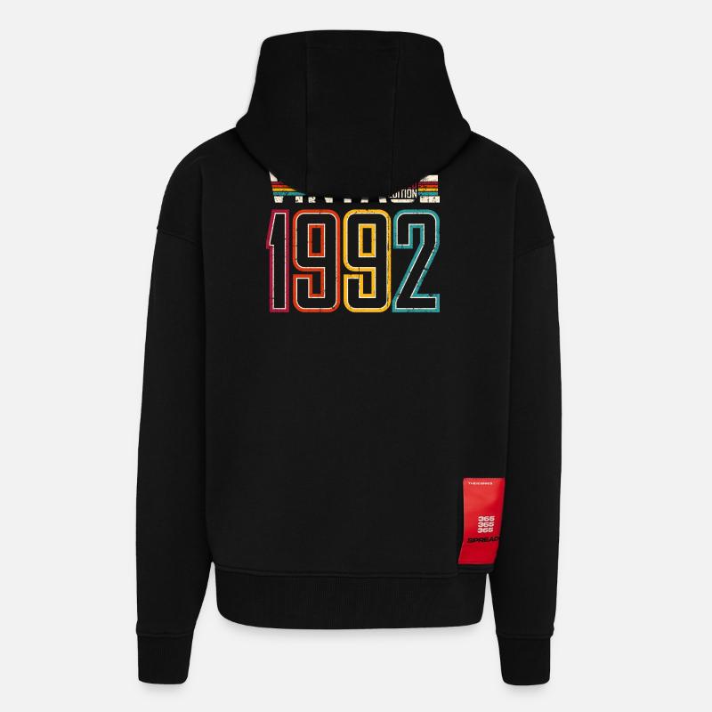 Millésime 1992 Edition Limitée - Veste à capuche bio épaisse oversize fabriqué en UE - SOLID BLACK