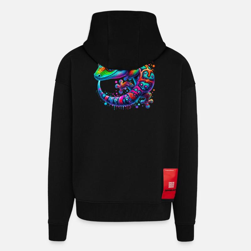 Gecko - Veste à capuche bio épaisse oversize fabriqué en UE - SOLID BLACK