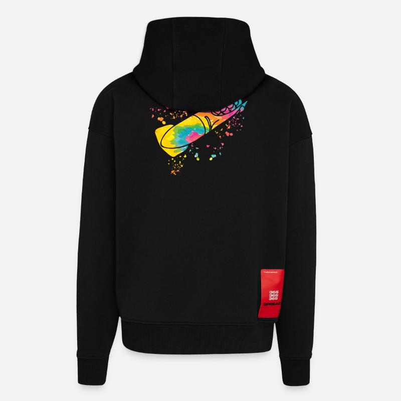 Bobsleigh Bobsleigh Bobsleigh à quatre - Veste à capuche bio épaisse oversize fabriqué en UE - SOLID BLACK