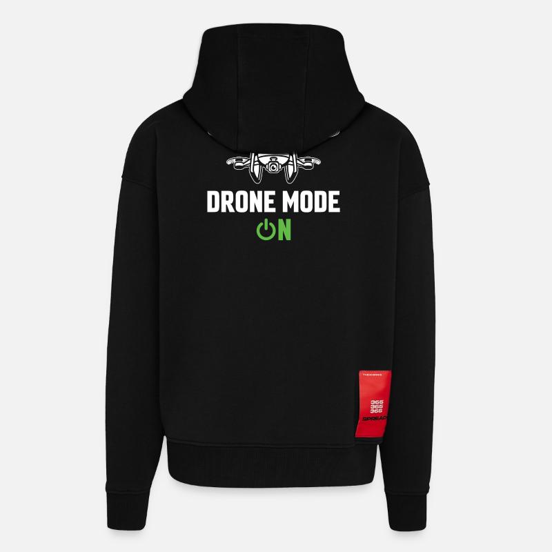 Mode drone activé - Veste à capuche bio épaisse oversize fabriqué en UE - SOLID BLACK